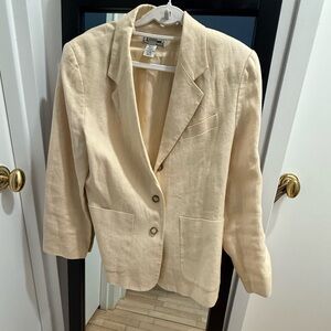 L.L. Bean Women's Beige Linen Blazer